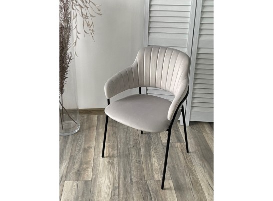 Стул ЛОТОС, цвет H-09 Светло-серый, велюр / черный каркас в Ростове-на-Дону