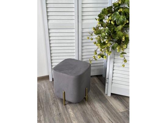 Пуф для гостиной OTTO, цвет Velutto 32 Антрацитовый, велюр / золотой каркас в Ростове-на-Дону