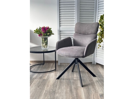 Стул TRIS 360 град. поворот с возвратом, Davis Nowo 92 серый, букле /Point 90 серый/ Черный, ®DISAUR в Ростове-на-Дону