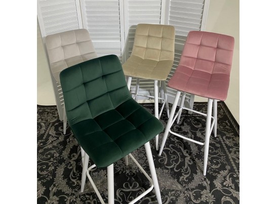 Барный стул LECCO UF910-14 DARK GREEN, велюр/белый каркас, 4 шт./2 кор. в Ростове-на-Дону Барный стул LECCO UF910-14 DARK GREEN, велюр/белый каркас, 4 шт./2 кор. в Ростове-на-Дону