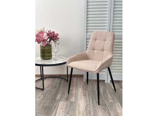 Стул CARACAS Barrel-09 Бежевый, ткань / черный каркас / Товарный знак DISAUR в Ростове-на-Дону