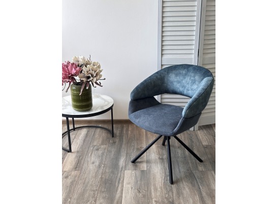 Стул EMBER 360 град. поворот. 7525-56 Синий, велюр/ ENJOY-315 Синий, ткань/ Черный, ®DISAUR в Ростове-на-Дону