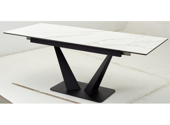 Стол Ниагара 140 БЕЛЫЙ МРАМОР НОВЫЙ, керамика / ЧЕРНЫЙ в Ростове-на-Дону