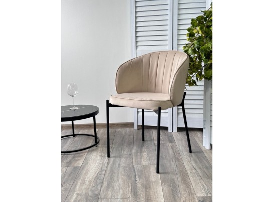 Стул ДЕНИ, цвет Velutto 05 Бежевый, велюр / черный каркас в Ростове-на-Дону