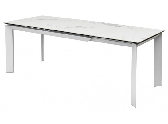 Стол CREMONA 140 HIGH GLOSS STATUARIO Белый мрамор глянцевый, керамика/ белый каркас, ®DISAUR в Ростове-на-Дону