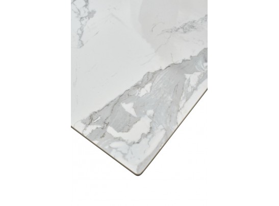 Стол CREMONA 140 HIGH GLOSS STATUARIO Белый мрамор глянцевый, керамика/ белый каркас, ®DISAUR в Ростове-на-Дону