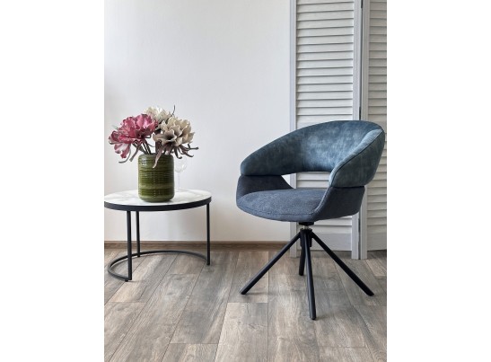 Стул EMBER 360 град. поворот. 7525-56 Синий, велюр/ ENJOY-315 Синий, ткань/ Черный, ®DISAUR в Ростове-на-Дону