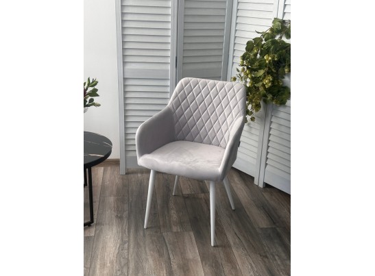 Стул BRANDY-X СВЕТЛО-СЕРЫЙ BM-4, велюр / белый каркас, велюр в Ростове-на-Дону