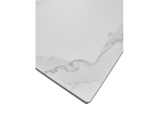 Стол ALEZIO 160 BIANCO TL-45 Белый мрамор матовый, испанская керамика/ черный каркас, ®DISAUR в Ростове-на-Дону