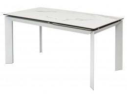 Стол КРЕМОНА (CREMONA) 140 цвет БЕЛЫЙ МРАМОР ГЛЯНЦ (HIGH GLOSS STATUARIO), керамика/ БЕЛЫЙ, ®DISAUR