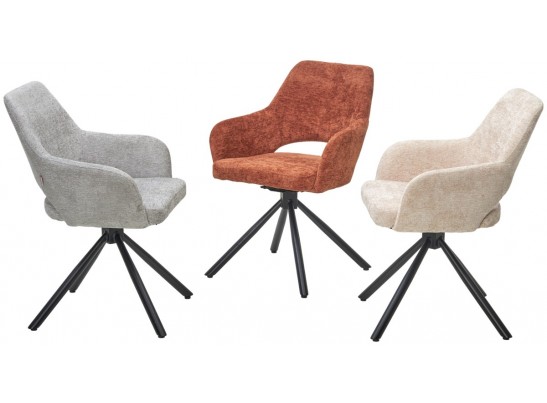 Стул NURI 180 град. поворот. 3018-03 светло-серый, шенилл/ черный каркас, ®DISAUR в Ростове-на-Дону