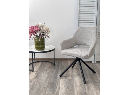 Стул NURI 180 град. поворот. 3018-03 светло-серый, шенилл/ черный каркас, ®DISAUR в Ростове-на-Дону