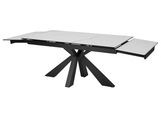 Стол ALEZIO 160 BIANCO TL-45 Белый мрамор матовый, испанская керамика/ черный каркас, ®DISAUR в Ростове-на-Дону