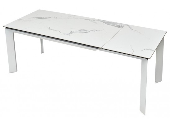 Стол CREMONA 140 HIGH GLOSS STATUARIO Белый мрамор глянцевый, керамика/ белый каркас, ®DISAUR в Ростове-на-Дону