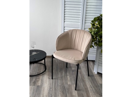 Стул ДЕНИ, цвет Velutto 05 Бежевый, велюр / черный каркас в Ростове-на-Дону