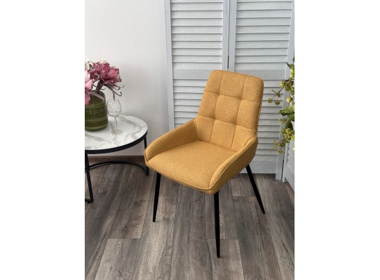 Стул CARACAS Barrel-48 Горчичный, ткань / черный каркас / Товарный знак DISAUR в Ростове-на-Дону
