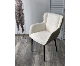 Стул VOLCANO Белый Wales-101, ткань / светло-бежевый Maison 09, экокожа/ черный каркас, DISAUR