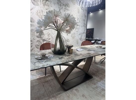 Стол ALONSO 200 TL-137 матовый, итальянская керамика/медный брашированный каркас, ®DISAUR в Ростове-на-Дону