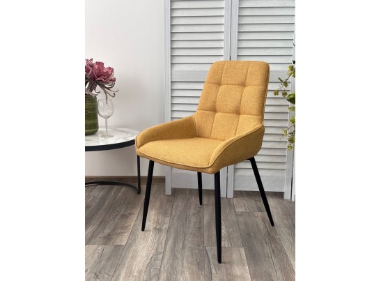 Стул CARACAS Barrel-48 Горчичный, ткань / черный каркас / Товарный знак DISAUR в Ростове-на-Дону