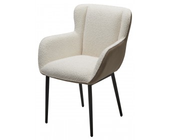 Стул VOLCANO Белый Wales-101, ткань / светло-бежевый Maison 09, экокожа/ черный каркас, DISAUR