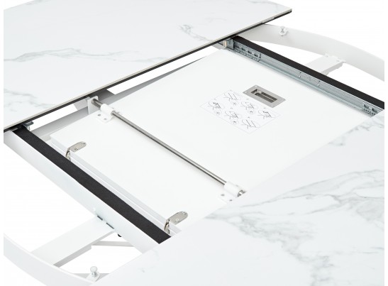 Стол TRENTO 120 HIGH GLOSS STATUARIO Белый мрамор глянцевый, керамика/ белый каркас, ®DISAUR в Ростове-на-Дону