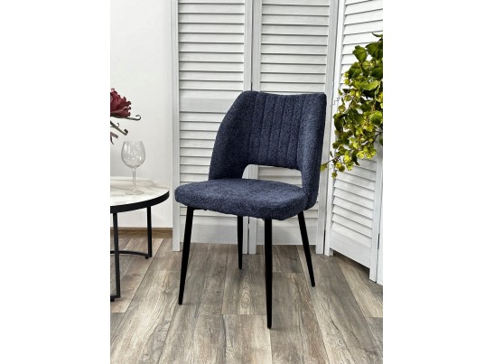 Стул LONDON UF998-13 темно-синий, букле / черный каркас / Товарный знак DISAUR в Ростове-на-Дону