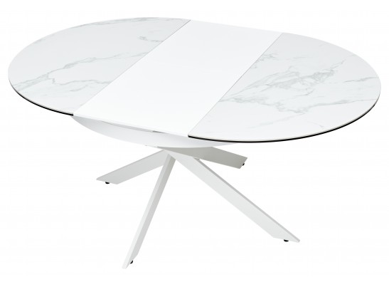 Стол TRENTO 120 HIGH GLOSS STATUARIO Белый мрамор глянцевый, керамика/ белый каркас, ®DISAUR в Ростове-на-Дону