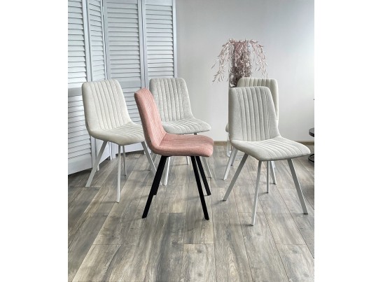 Стул ELVIS WZ2042-02 светло-бежевый фактурный велюр / белый каркас в Ростове-на-Дону