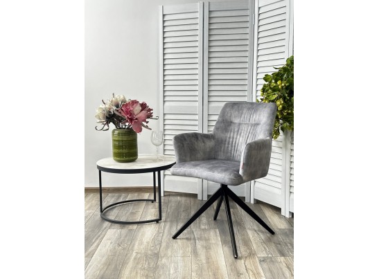 Стул DANTE 360 град. поворот. VT5001-7 античный светло-серый, велюр без "пальчиковый"/черный, DISAUR в Ростове-на-Дону