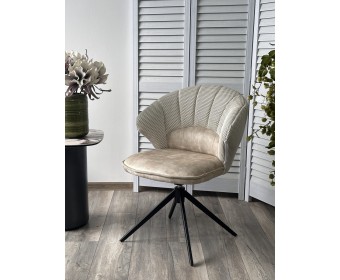 Стул ASTRA 360 град. поворот Белый Sonic 23 ткань / 7525-01 велюр / черный каркас, ®DISAUR