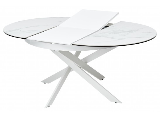Стол TRENTO 120 HIGH GLOSS STATUARIO Белый мрамор глянцевый, керамика/ белый каркас, ®DISAUR в Ростове-на-Дону