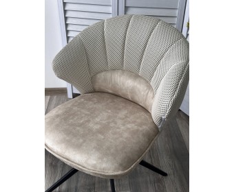 Стул ASTRA 360 град. поворот Белый Sonic 23 ткань / 7525-01 велюр / черный каркас, ®DISAUR