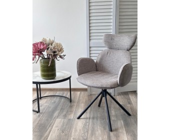 Стул VARDY 360 град.поворот. Brego-07 Серый, ткань/ 7525-180 Серый, велюр/Черный, ®DISAUR