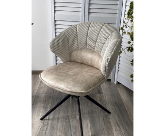 Стул ASTRA 360 град. поворот Белый Sonic 23 ткань / 7525-01 велюр / черный каркас, ®DISAUR