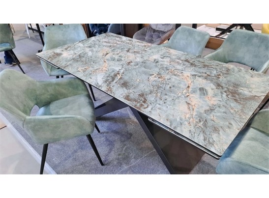 Стол LIVORNO 180 KL-170 MALACHITE, итальянская керамика/ черный каркас в Ростове-на-Дону Стол LIVORNO 180 KL-170 MALACHITE, итальянская керамика/ черный каркас в Ростове-на-Дону