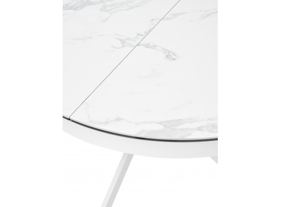 Стол TRENTO 120 HIGH GLOSS STATUARIO Белый мрамор глянцевый, керамика/ белый каркас, ®DISAUR в Ростове-на-Дону