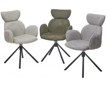 Стул VARDY 360 град.поворот. Brego-07 Серый, ткань/ 7525-180 Серый, велюр/Черный, ®DISAUR
