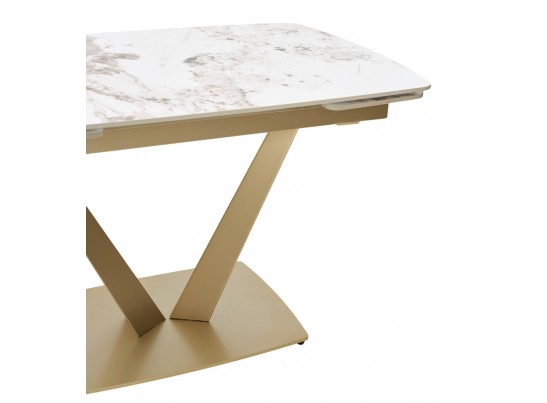 Стол ALATRI 120 GLOSS LUXURY PANDORA SOLID CERAMIC / шампань, ®DISAUR в Ростове-на-Дону