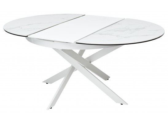 Стол TRENTO 120 HIGH GLOSS STATUARIO Белый мрамор глянцевый, керамика/ белый каркас, ®DISAUR в Ростове-на-Дону