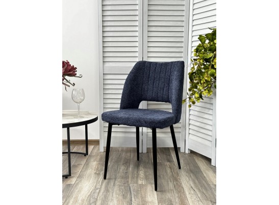 Стул LONDON UF998-13 темно-синий, букле / черный каркас / Товарный знак DISAUR в Ростове-на-Дону