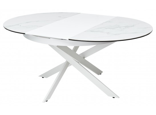 Стол TRENTO 120 HIGH GLOSS STATUARIO Белый мрамор глянцевый, керамика/ белый каркас, ®DISAUR в Ростове-на-Дону