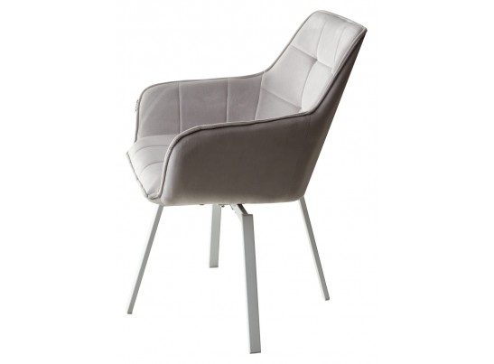 Стул MAVERICK 360 град. поворот. BLUVEL-03 LIGHT GREY, велюр/ белый каркас, в Ростове-на-Дону