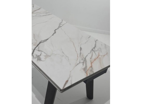 Купить Стол БЭТИС (BETIS) 180 цвет МРАМОР (MATTE GILDED WHITE SOLID CERAMIC) / Орех (WALNUT), ®DISAUR по цене 91900 в Екатеринбурге