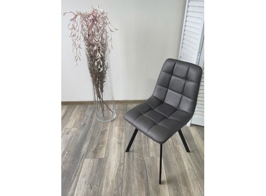 Стул CHILLI SQUARE HK017-11 темно-серый, PU/ черный каркас в Ростове-на-Дону