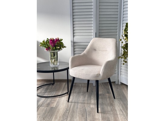 Стул STAMEN ткань DAVIS RETRO BLISS 02 светло-бежевый / черный каркас, ®DISAUR в Ростове-на-Дону