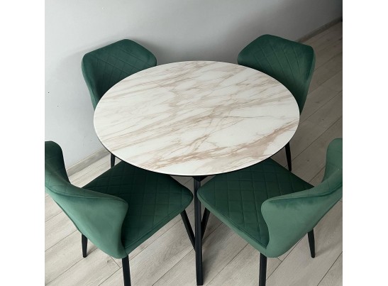 Стол БОНЖУР 100 БЕЖЕВЫЙ МРАМОР (ЛЕОНАРДО), черная шагрень, стекло / ЧЕРНЫЙ каркас в Ростове-на-Дону