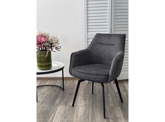 Стул RENLY 180 град. поворот. Brego-16 Темно-серый, ткань / Черный, ®DISAUR