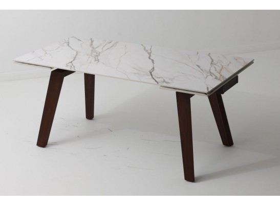 Купить Стол БЭТИС (BETIS) 180 цвет МРАМОР (MATTE GILDED WHITE SOLID CERAMIC) / Орех (WALNUT), ®DISAUR по цене 91900 в Екатеринбурге