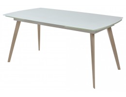 Стол ELIOT 140 Super white glass+Wood 