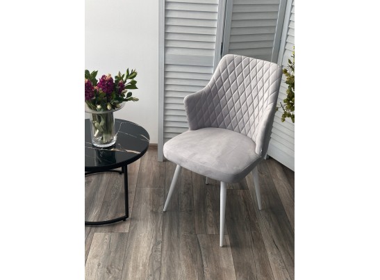 Стул HERMAN 360 град. BM-4 СВЕТЛО-СЕРЫЙ, велюр / белый каркас в Ростове-на-Дону